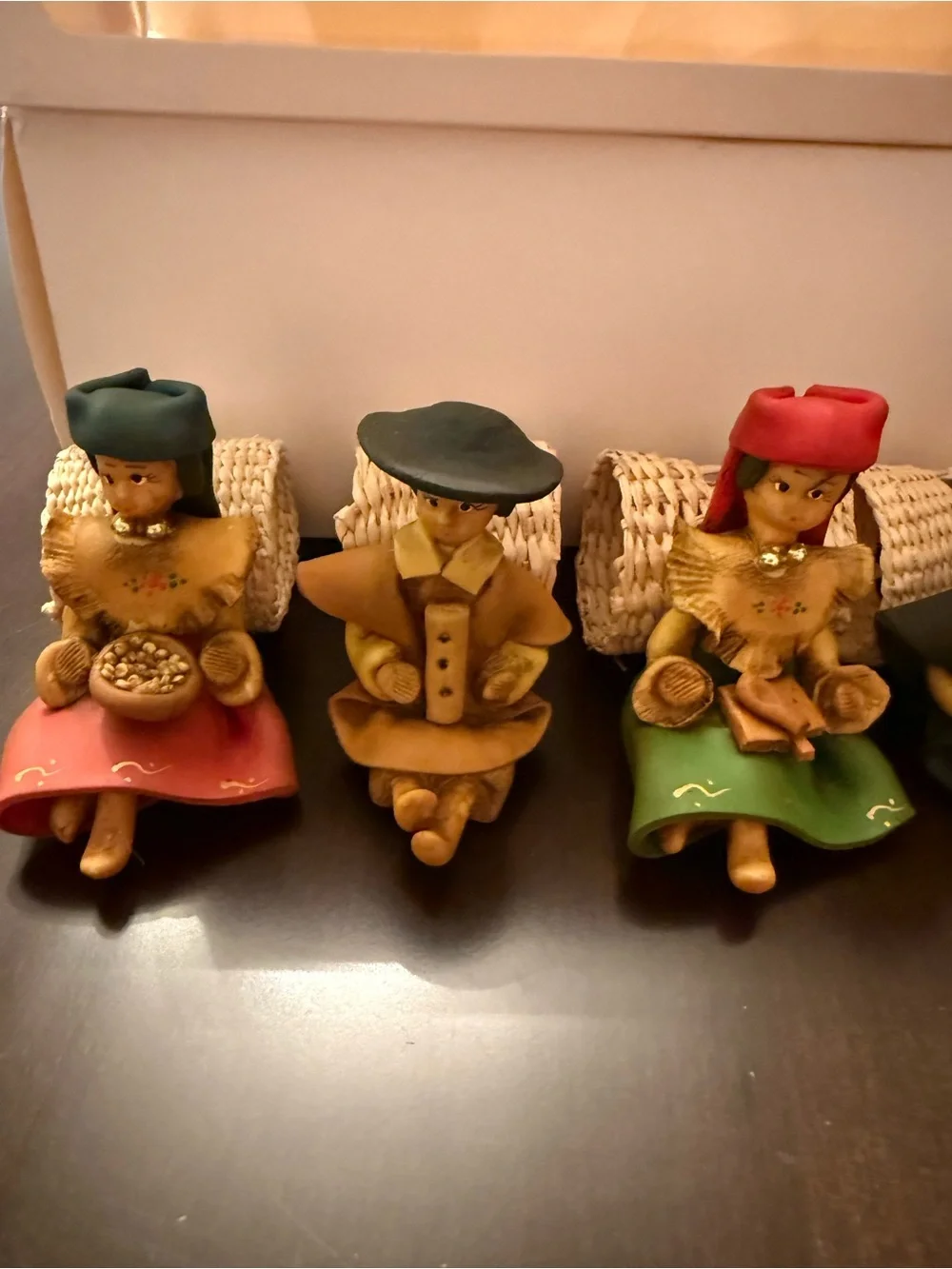 Folk Art Napkin Rings From Ecuador Handcrafted Polymer Clay And Wicker Set Of 6